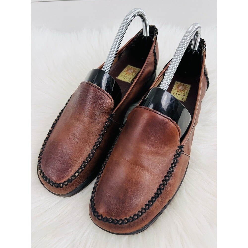 Earth Origins Softie Brown Leather Slip On Driving Loafers Womens 10M Comfort